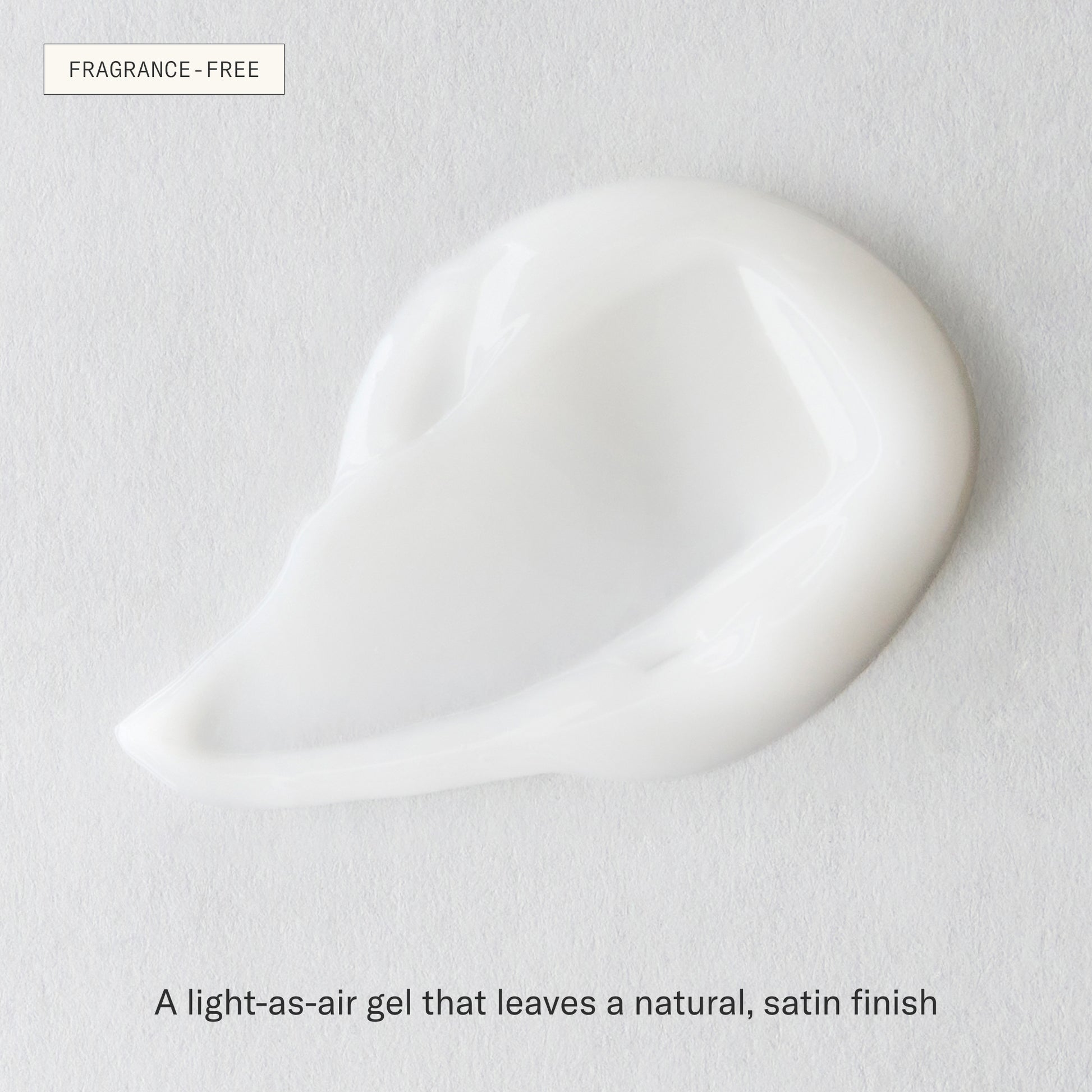Dieux Air Angel Gel Cream texture swatch on a white background with text to explain the texture feel and finish