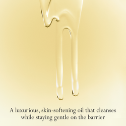 Dieux Ethereal Cleansing Oil texture shot with formula explainer
