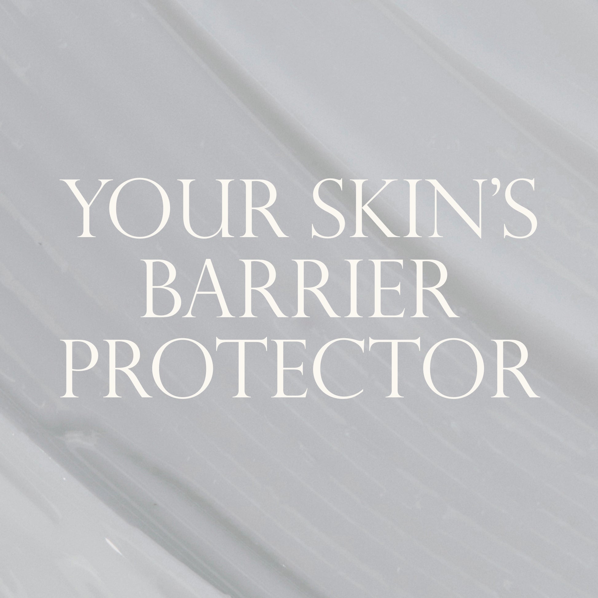 Swatch of Dieux Instant Angel Firming Moisturizer as the background.
Text: Your Skin's Barrier Protector.