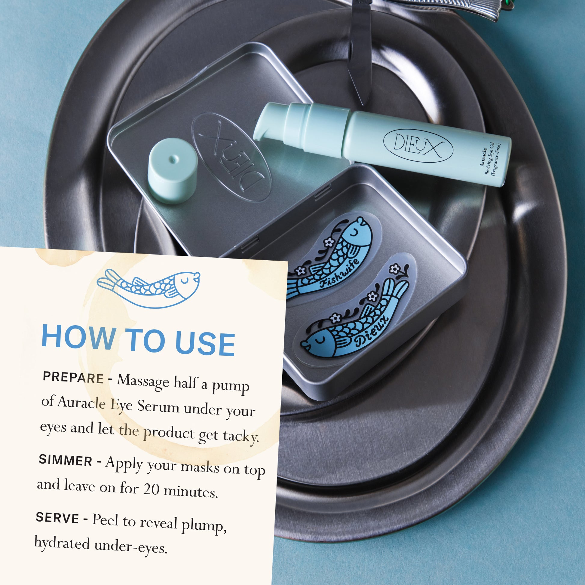 How to use Good Taste Forever Eye Mask. Prepare: Massage half a pump of Auracle Eye Serum under your eyes and let the product get tacky. Simmer: Apply your masks on top and leave on for 20 minutes. Serve: Peel to reveal plump, hydrated under-eyes.