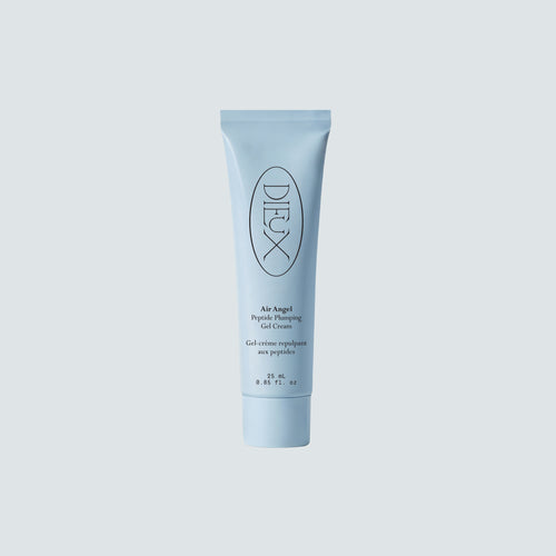 Dieux Air Angel Peptide Plumping Gel Cream 25 ml tube on a pale blue background