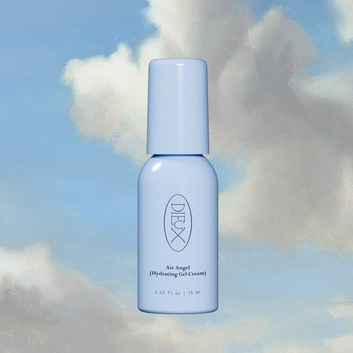 Dieux Air Angel Gel Cream 75ml size on a blue and white cloud background