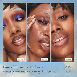 Dieux Ethereal Cleansing Oil on on model, progress tryptic 