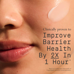 Image of a model with a swipe of Dieux Air Angel Gel Cream on her face.

Text: Clinically proven to improve barrier health by 2x in 1 hour*

*Based on an independent clinical study of 35 participants, measured via instrumentation.
