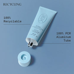 Image: Dieux Air Angel Gel Cream tube and cap.

Text: Recycling.

100% PCR aluminum tube. 100% Recyclable.