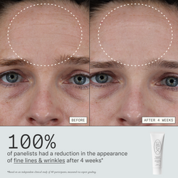 100% of panelists had a reduction in the appearance of fine lines & wrinkles after 4 weeks of using Instant Angel Firming Moisturizer. Based on an independent clinical study of 40 participants, measured via expert grading.