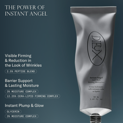 The power of Instant Angel Firming Moisturizer. Visible firming & reduction in the look of wrinkles with 2.5% peptide blend. Barrier support & lasting moisture with 3% Moisture Complex and 12.25% Cera-Lipid Firming Complex. Instant plump & glow with glycerin & 3% Moisture Complex.